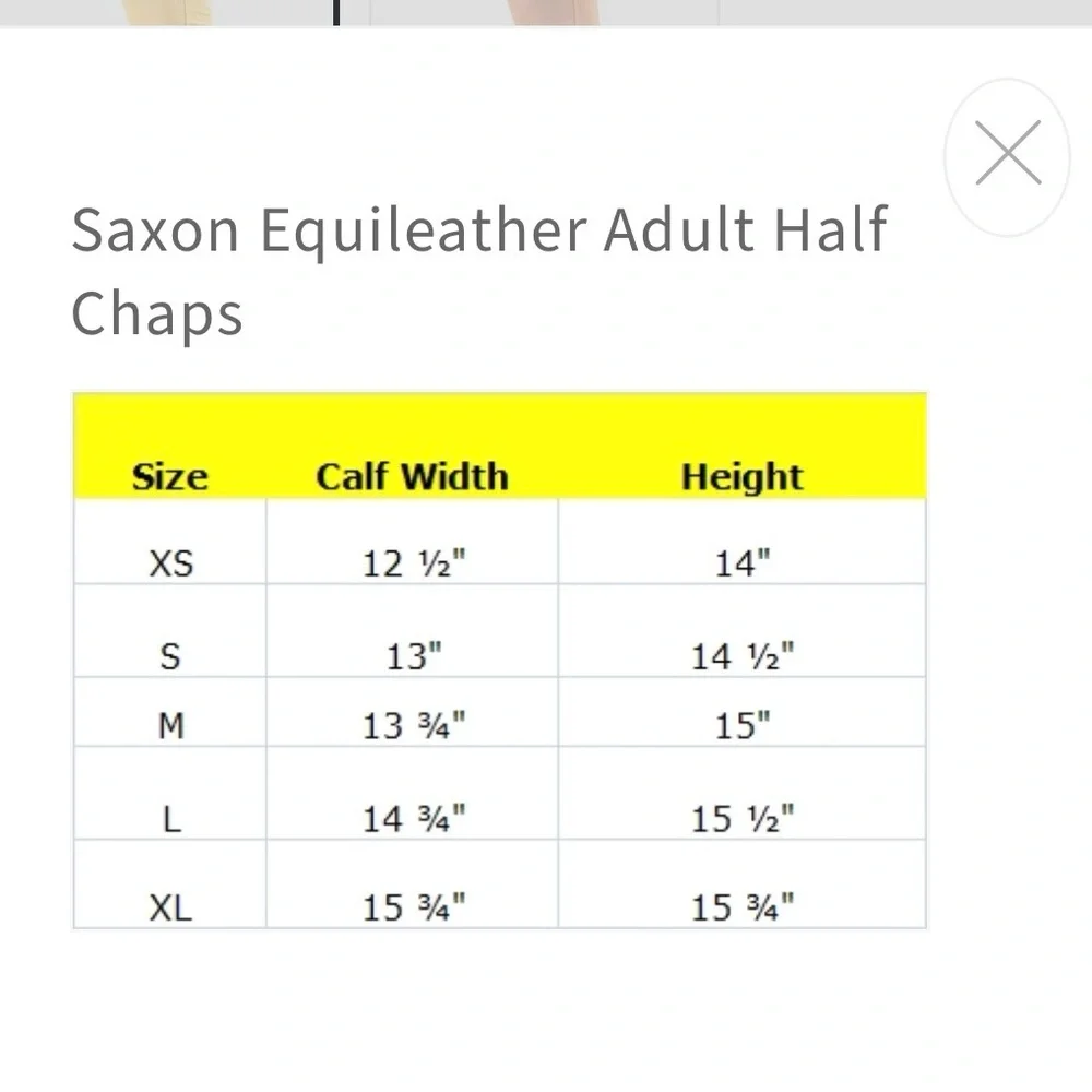Saxon Brown Equileathr Half Chaps - L